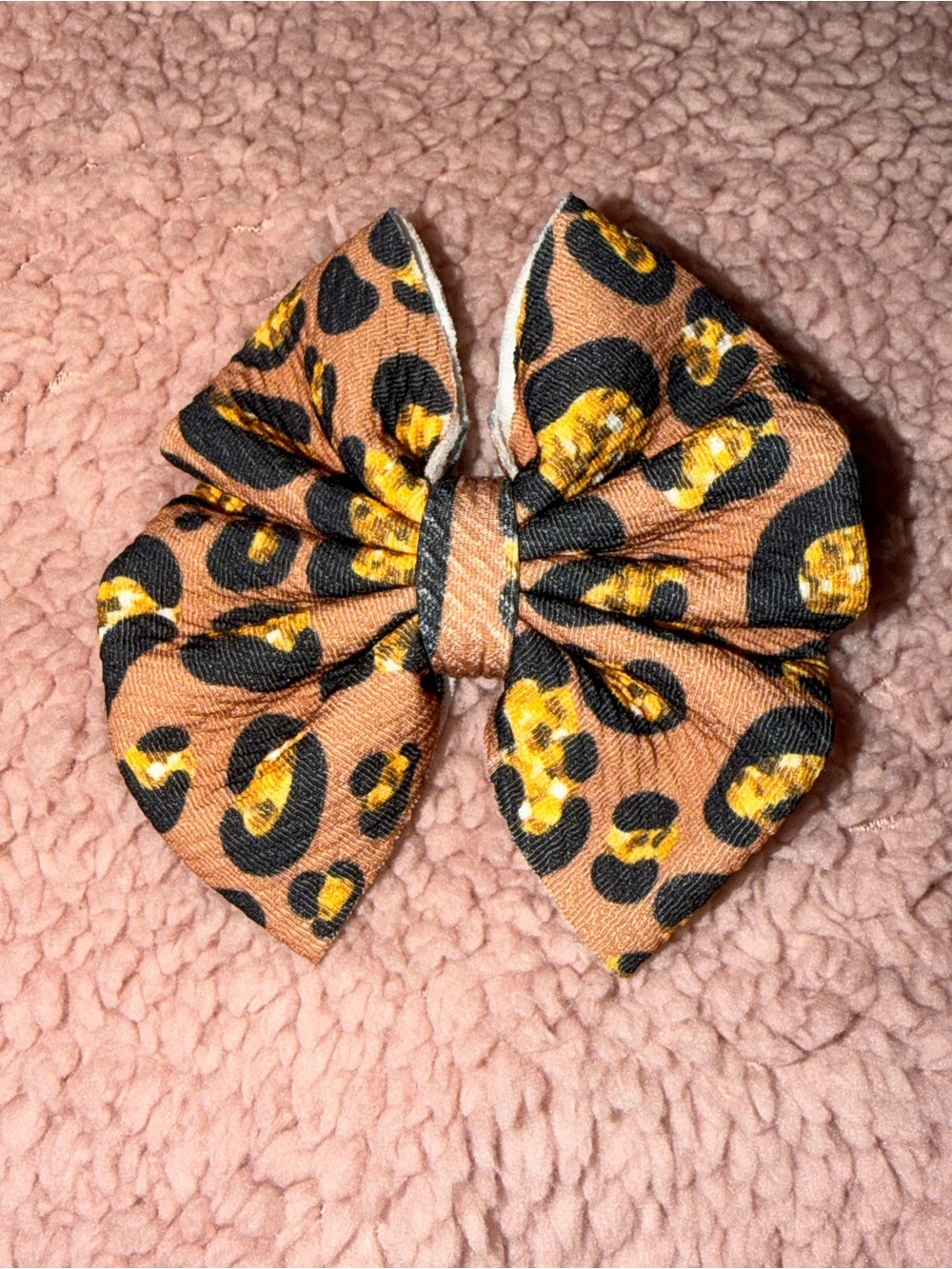 Kids Leopard Print Bow Hair Clip in Brown